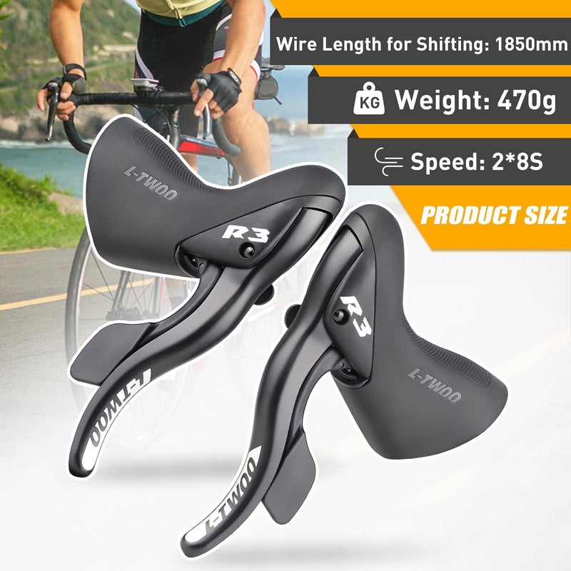 WEEROCK L-TWOO Road Bike Shift Lever 2x7/ 2x8/ 2x9/ 2x10 Speeds Road Bicycle Shifters with Brake Levers Compatible with Shimano - Image 3